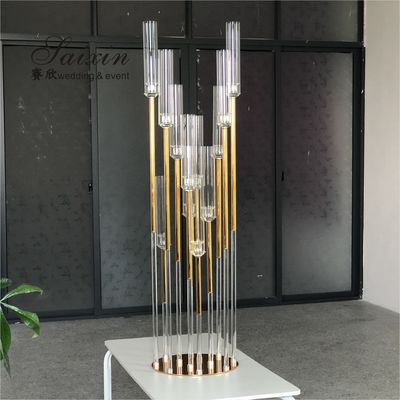Antique Metal And Crystal Candelabra Floor Clear Crystal Splicing 12 Pole Holder Tall