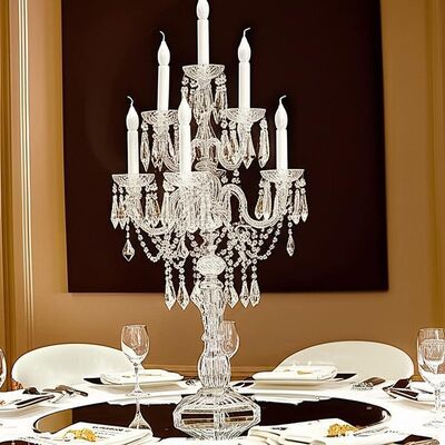 Crystal Clear Glass Candelabra Sophisticated Table Lighting Centerpiece for Weddings Events Banquets and Home Decoration