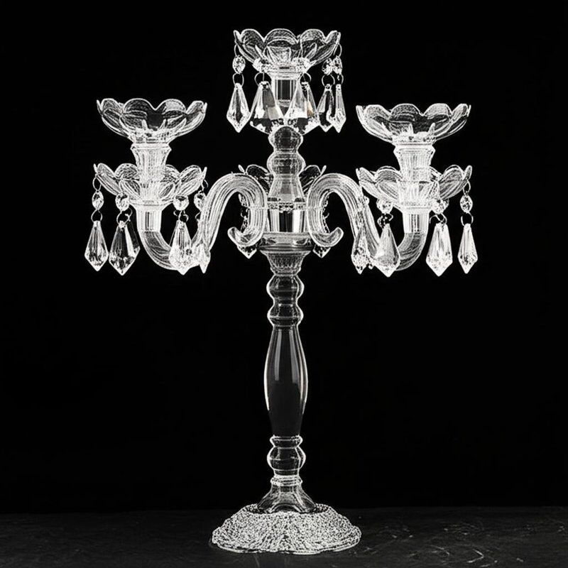 Crystal Glass Candelabra Clear Material Exquisite Decoration for Formal Events Wedding and Special Occasions